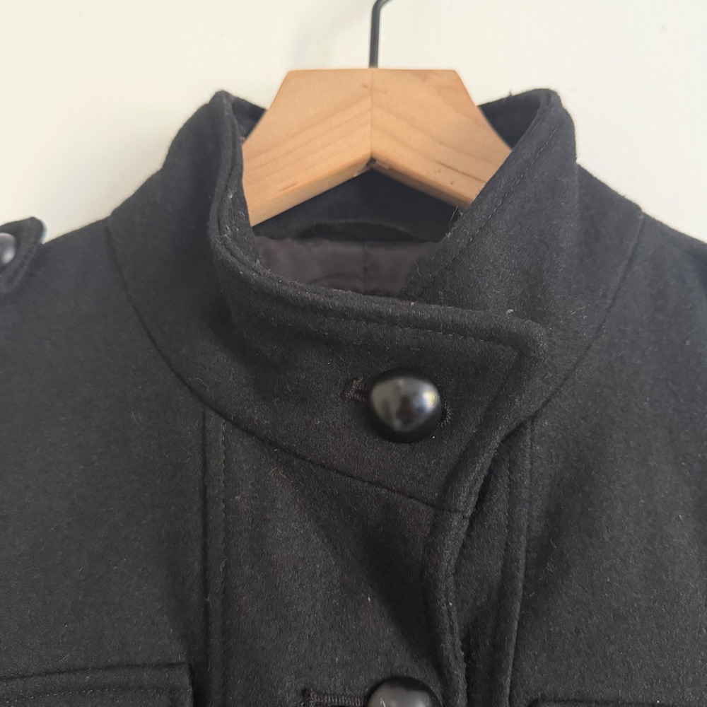 G by Guess Black Military PeaCoat Wool Blend Med Grunge Dark Academia Poetcore - Picture 6 of 6